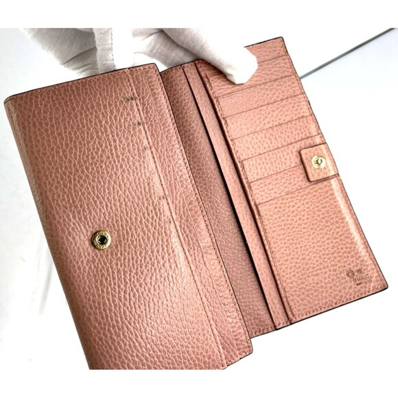 GUCCI Interlocking G Pink Leather Long Bifold Wallet credit card zipper 2BJ3533 - Picture 8 of 16